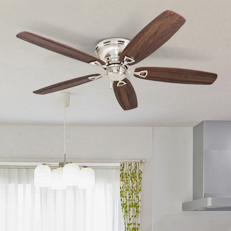 Brushed Nickel 52'' Ceiling Fan with Oak Blades