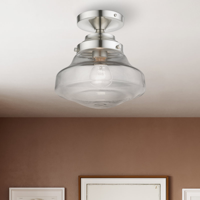 Plafonnier semi-encastré 1 lumière 9 po Jarek, Nickel brossé