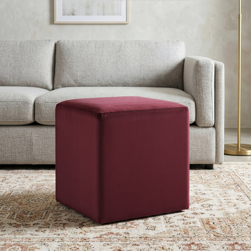 Fairwinds 18" Wide Square Ottoman Velvet Plum, Plum Velvet