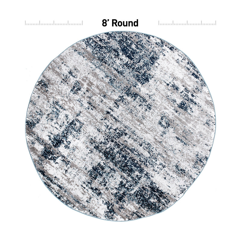 Tapis gris / bleu / ivoire Willington, Rond 8 pi