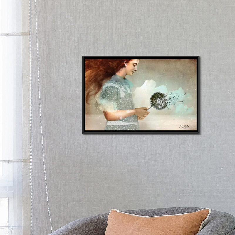 Reproduction d’art « make a Wish » par Catrin Welz-Stein, H 18 po x l 26 po x P 1,5 po, Toile avec cadre noir, Pas de tapis