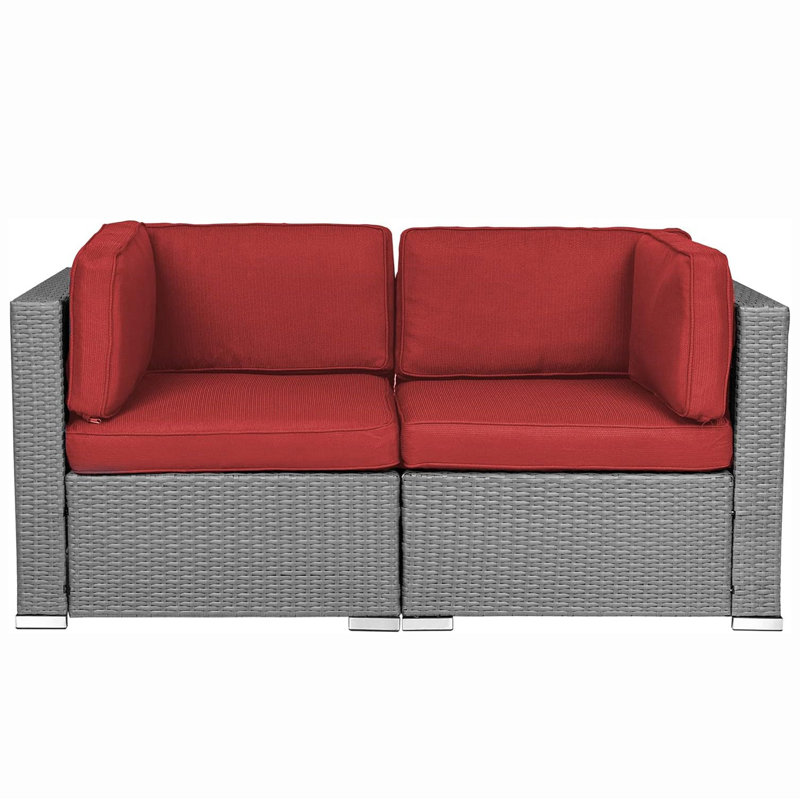 Rister 59'' Wide Wicker with Cushions, Red