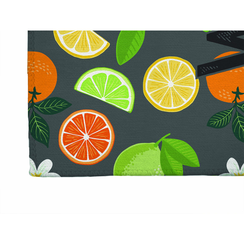 Paillasson Sunny Citrus Welcome, Gris anthracite, L 48 po x L 72 po