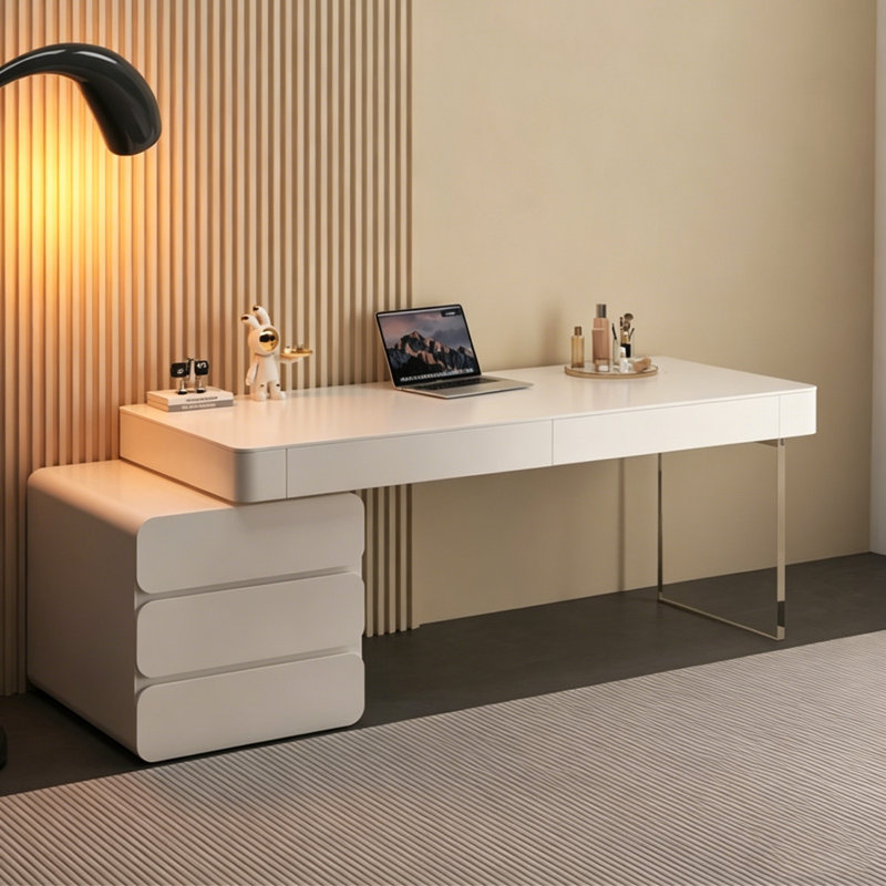 Bureau en granit blanc moderne et luxueux de 62,99 po, 29.53" H x 62.99"W x 23.62" D