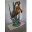 Statue bronze deux grands lamantins nageant - Taille: L 23 po x l 42 po x H 42 po.