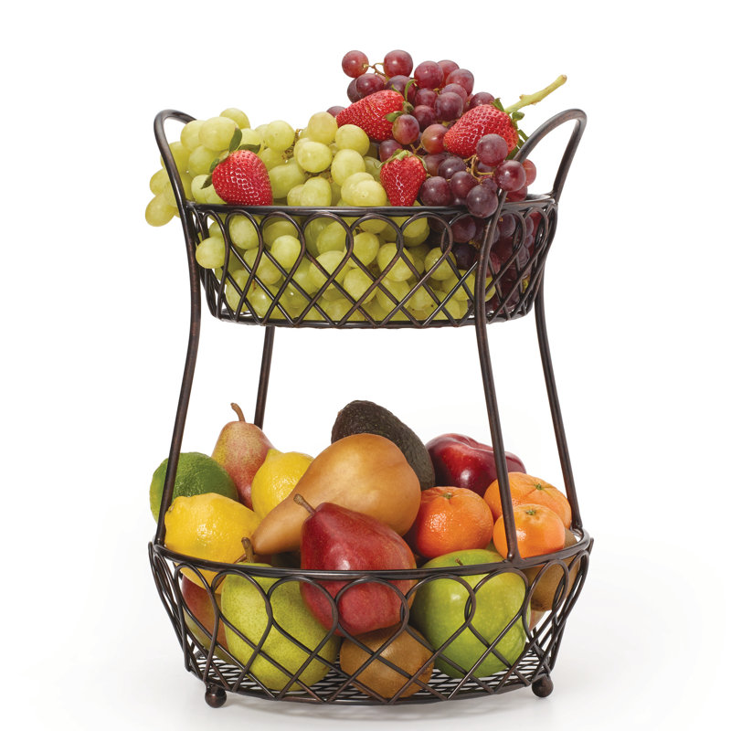 Gourmet Basics par Mikasa Loop and Lattice Wire Basket, noir antique