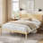Light Natural King Solid Pine Platform Bed, Wood Frame with Headboard, Wood Slat Support, No Box Spring Required