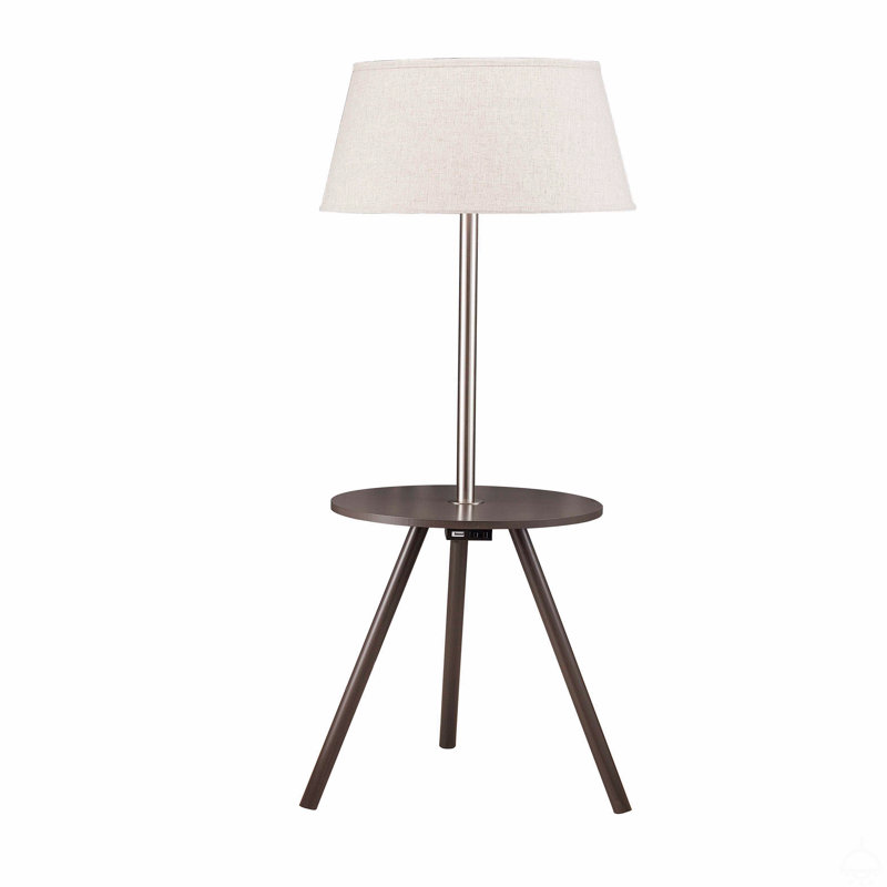 Table d'appoint ronde 57 "avec lampe et centrale électrique 57"
