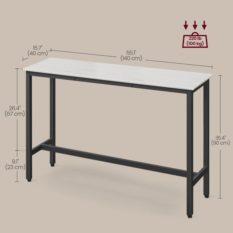 Zac Rectangular 2 - Person Outdoor Standing Height Table, Rustic White, 90cm H x 140cm W x 40cm L