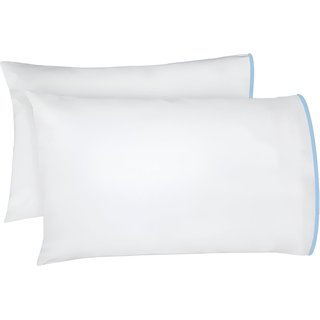 400TC Embroidery Cotton Sateen 4 Piece Sheet Set Fitted Sheet Fits Upto 16" Deep Pocket, Light Blue Border, Twin Sheet Set