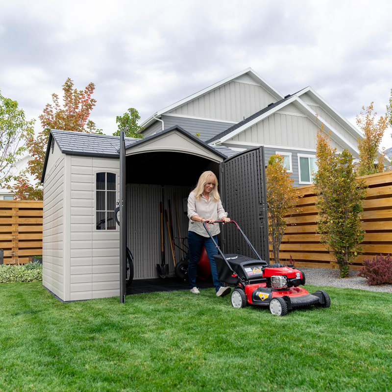 Lifetime 10 Ft. X 8 Ft. High-density Polyethylene (plastic) Outdoor Storage Shed With Steel-reinforced Construction