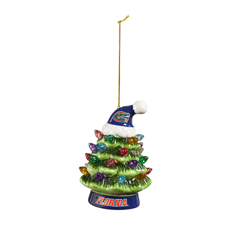 Ornement en forme d'arbre de Noël à DEL en céramique 4 "avec équipe Santa Hat, Université de Floride