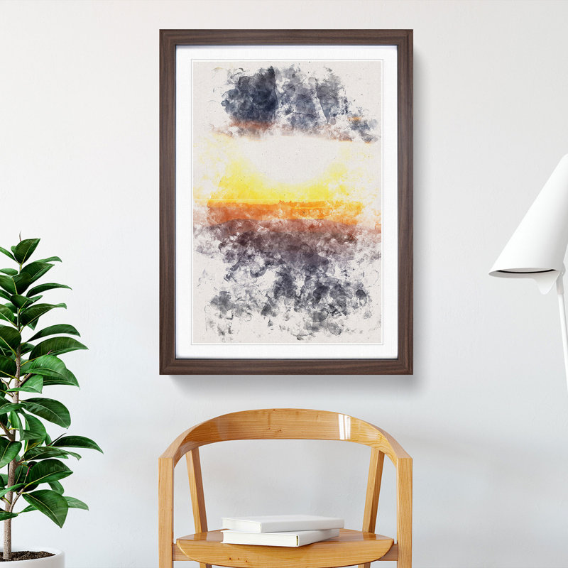 Sunset Through the Clouds - Picture Frame Graphic Art, 33cm H x 24cm W x 2cm D, Walnut Framed