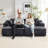 93" Velvet King Size Chaise Lounge Sofa Bed Sleeper Sofa with Dual Mattress-838215468