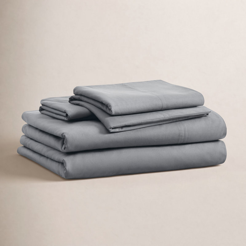 Egyptian Cotton Percale Sheet Set, Gray Blue, Queen