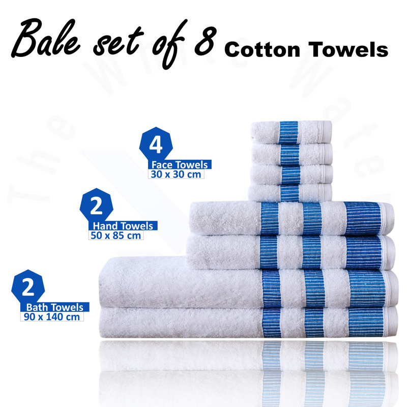 100% Cotton Mulit-Size Set, White/Ocean Blue