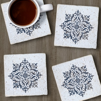 Stoneware Square 4 Piece Coaster Set