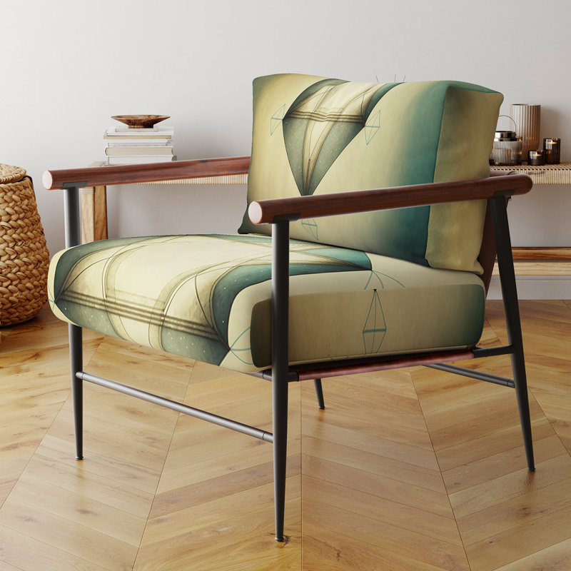 Dabo - Fauteuil rembourré à motif géométrique abstrait, Doré