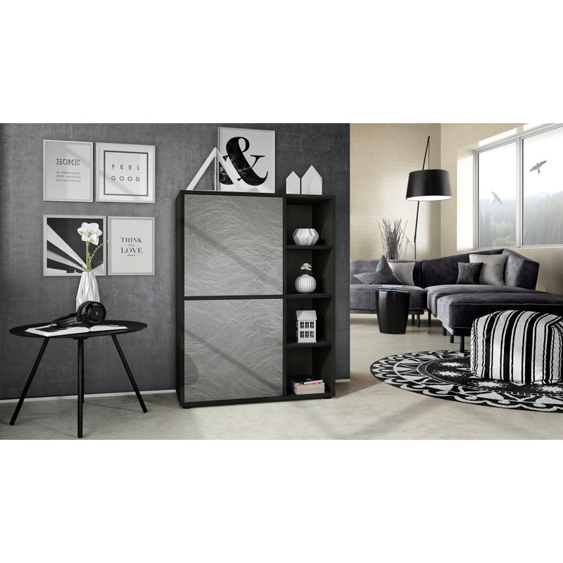 Mccafferty 79cm Sideboard, Black Matt/Blue