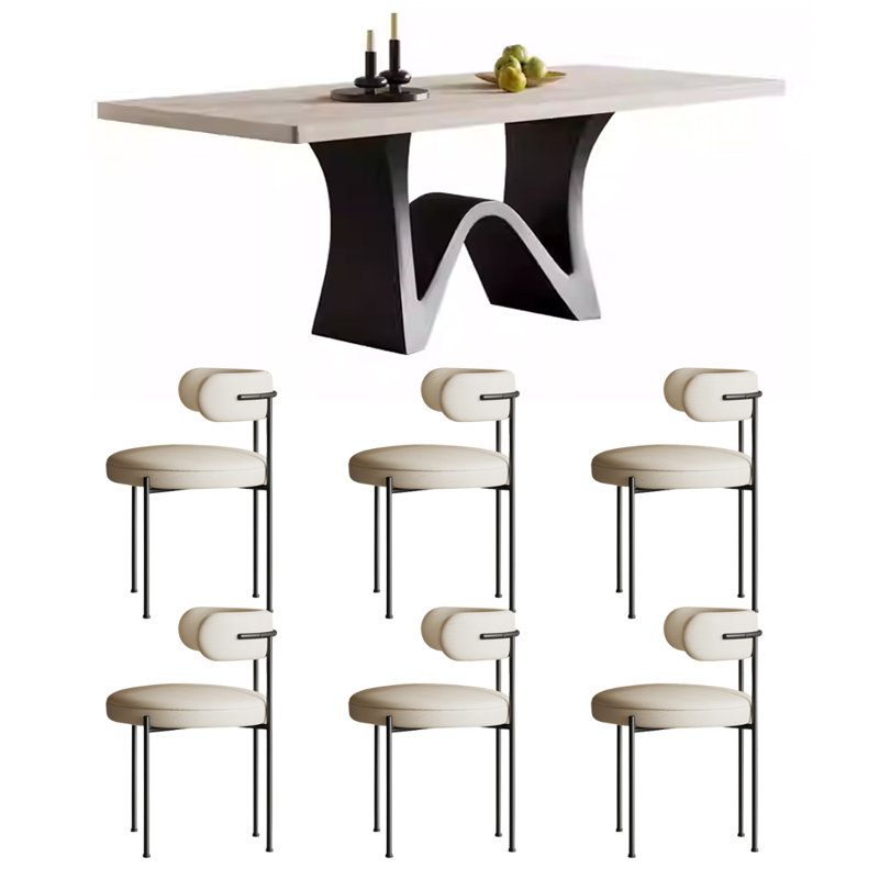 Modern Light Luxury Rock Slab Rectangular Table, 30.7"H x 70.86"L x 35.43"W