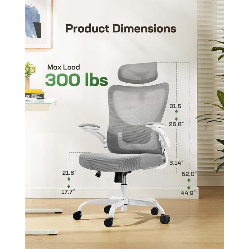 Ergonomic Office Chair, High Back Mesh Computer Chair With Adjustable Lumbar Support, 3D Armrests And 2D Headrest, Tilt Function , Breathable Desk Chair For Home Office