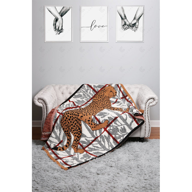 Animals In The Forest Pattern Luxury Soft Throw Blanket - CHEETAH