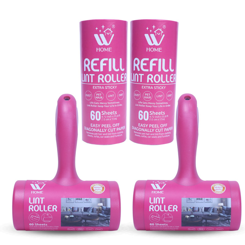 W Home 2 Lint Roller with 2 Refill Lint Remover , Extra Sticky Pet Hair Remover, 240 Sheets Total