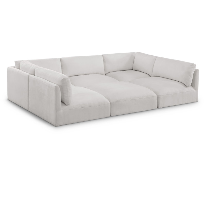 Ivanko Upholstered U-Shaped Sectional Reversible, Cream Polyester Fabric