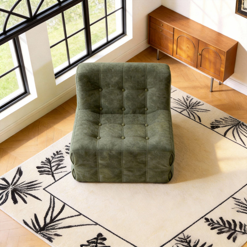 Emerald Green Velvet Waffle Couch, Deep Seat Compact Sofa With Compression Technology, Luxurious Tufted Loveseat For Living Room