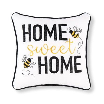 Jolyn Home Sweet Home Bee Embroidered Throw Pillow