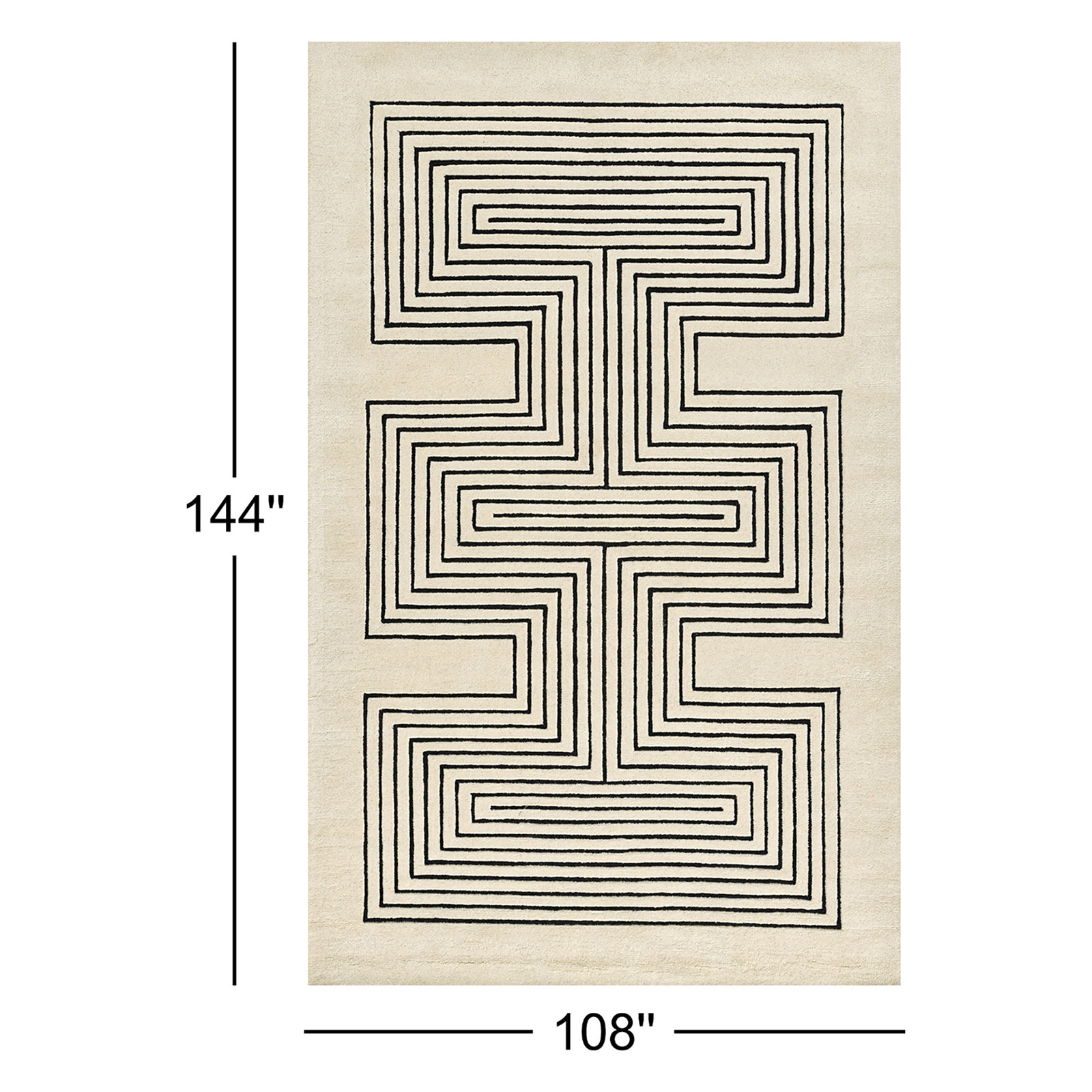 Orlie Copper Hand-Tufted Geometric Wool Rug, Rectangle 9' x 12', Black Beige