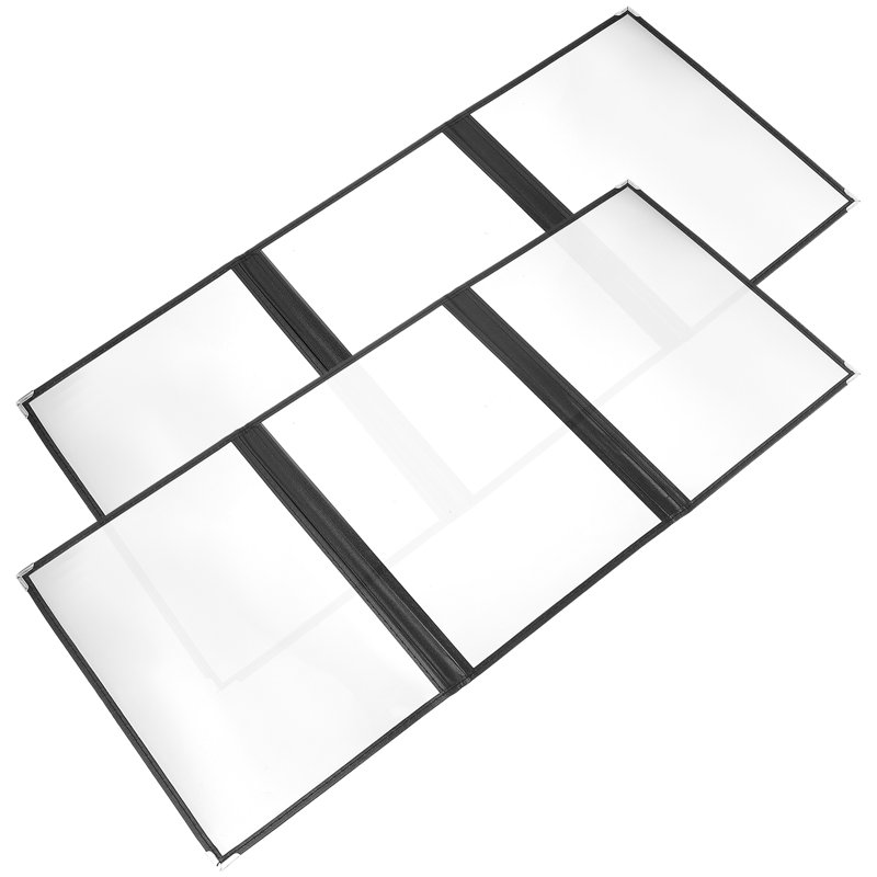 2Pcs Transparent Menu Cover PVC Binder Cover Durable Looseleaf Menu Holder