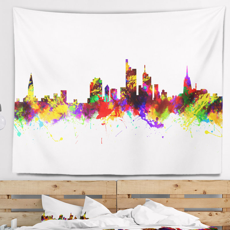 Tapisserie d’horizon de l’allemagne cityscape francfort, H 78 po x l 92 po