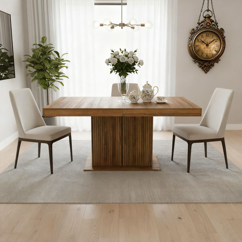 63.02~78.77 Inches Wide Wood Rectangular Extendable Dining Table kitchen Table Storage Pedestal Table