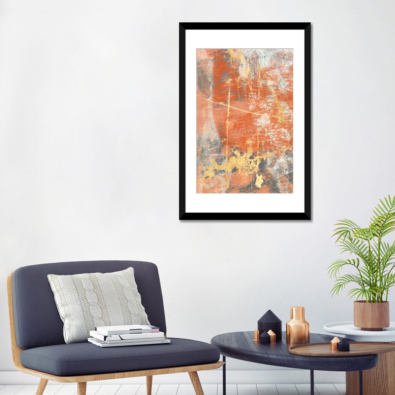 «Terre Cotta Lace I», impression sur toile, H 24 po x l 16 po x P 1 po, Papier d'art encadré noir, Blanc