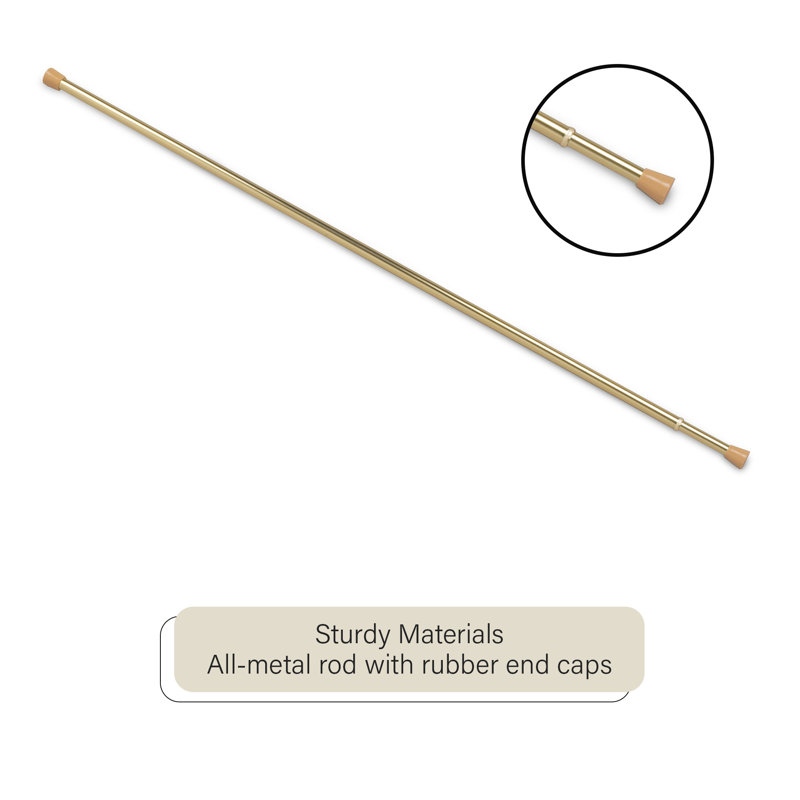 Brass Adjustable Spring Tension Curtain Rod, 28"-48"