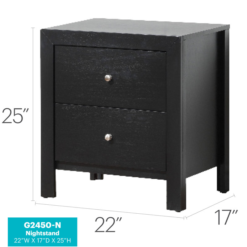 Elegantly Designed Bedside Table In Chic Black, Black