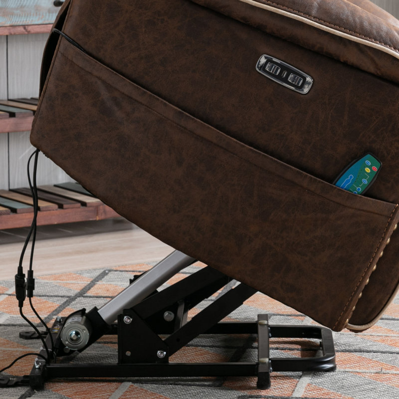 Fauteuil inclinable chauffant de 39,9 po d'épaisseur en similicuir à massage électrique avec appui-tête réglable, porte-gobelets cachés et port USB (ensemble de 3)