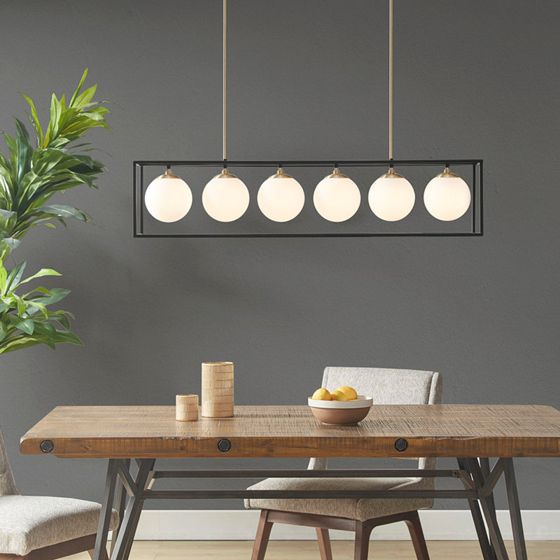 Lustre linéaire en verre givré 6 lumières