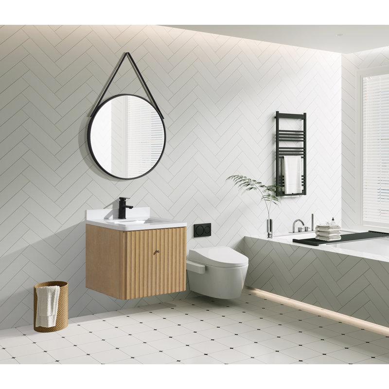 La Jolla 24" Single Floating Bathroom Vanity With Engineered Quartz Top