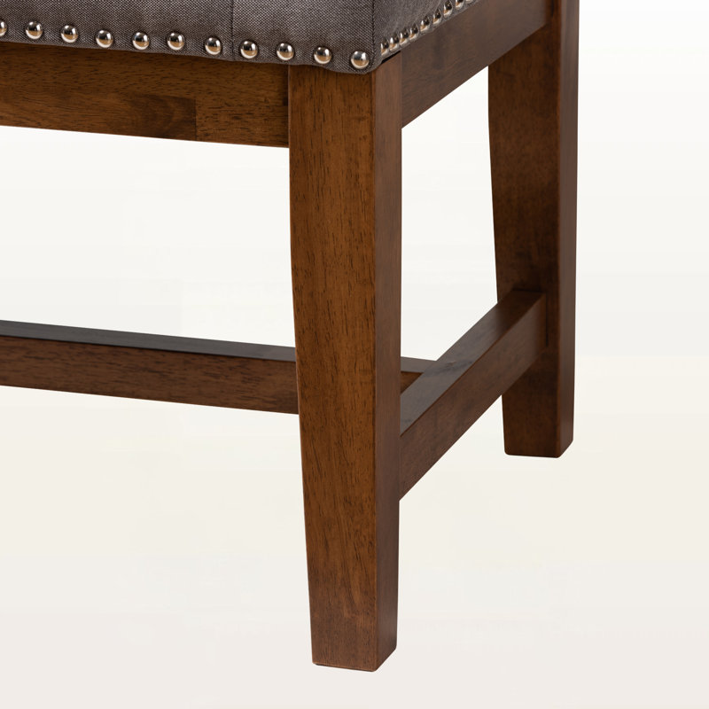 Banc rembourré en tissu gris avec bois fini noyer Abilene, Gris