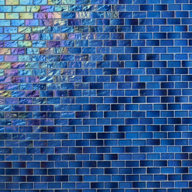 Splash 1X2 Polished Glass Mosaic Tile, Lagoon Blue