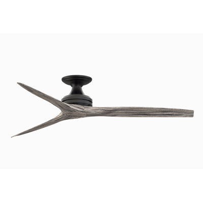 Spitfire 60 inch Flush Indoor/Outdoor Ceiling Fan - Black with Weathered Wood Blades