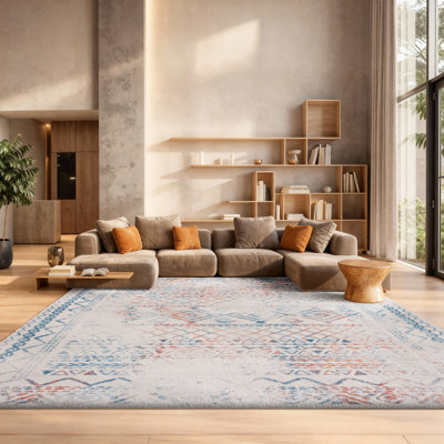 Tapis ivoire / turquoise Dempsey