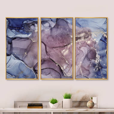 Abstract Dark Purple Paint - Modern Canvas Wall Art Wrought Studio Size: 44 H x 34 W x 1.5 D, Format: Gold Picture Frame