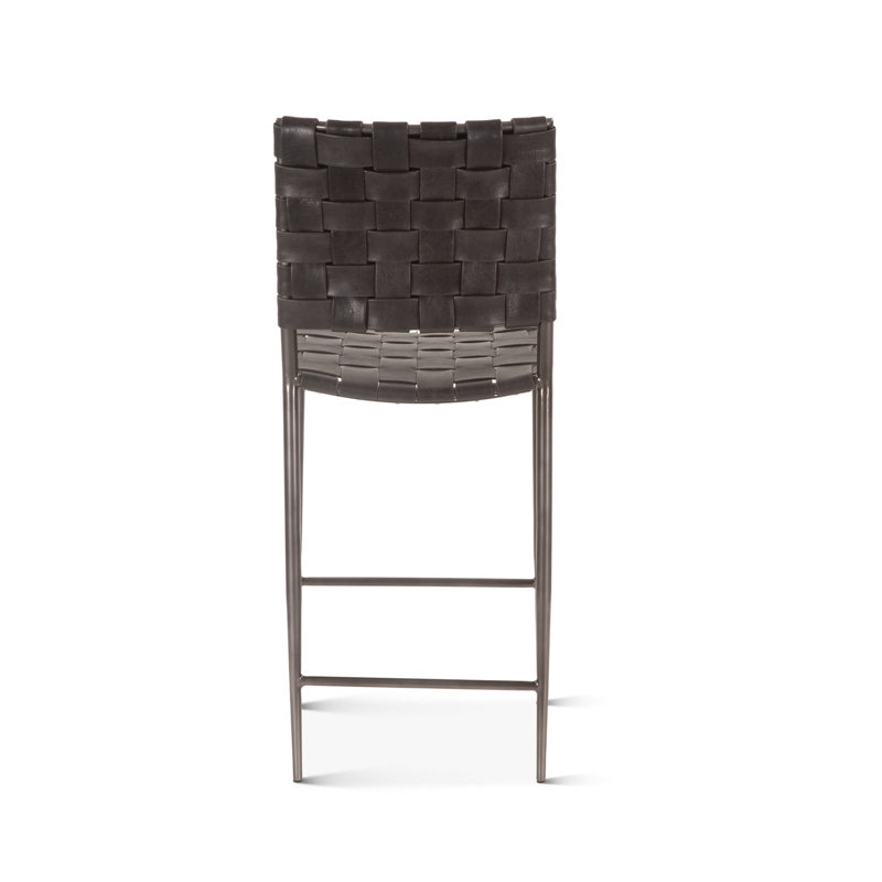 Lund 17" Counter Chair In Tobacco Buffalo Leather With Iron, Black