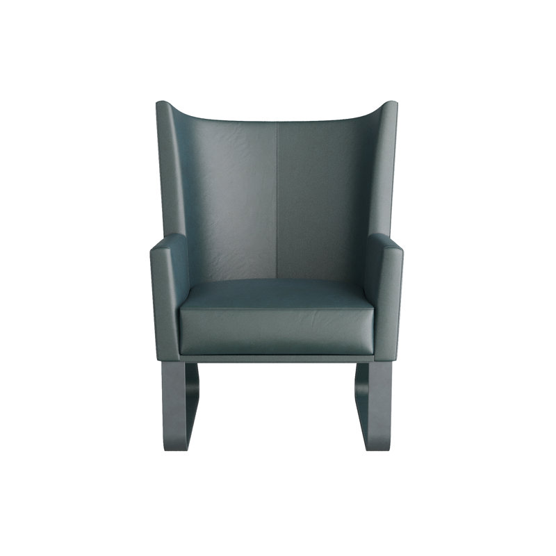 Bleu Leather Wingback Chair