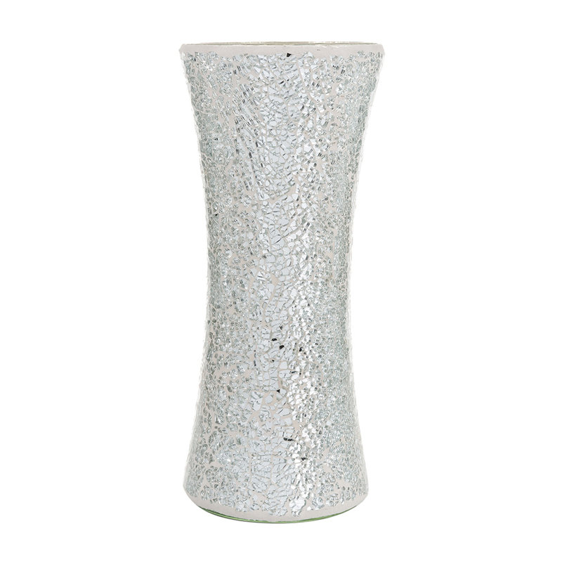 Thorne Handmade Glass Table Vase, White Silver