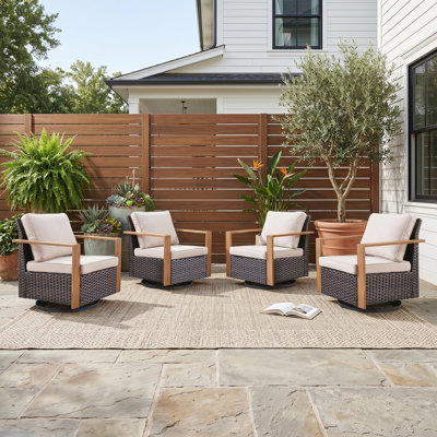Ensemble de 4 chaises d'extérieur pivotantes avec coussins Allcot
