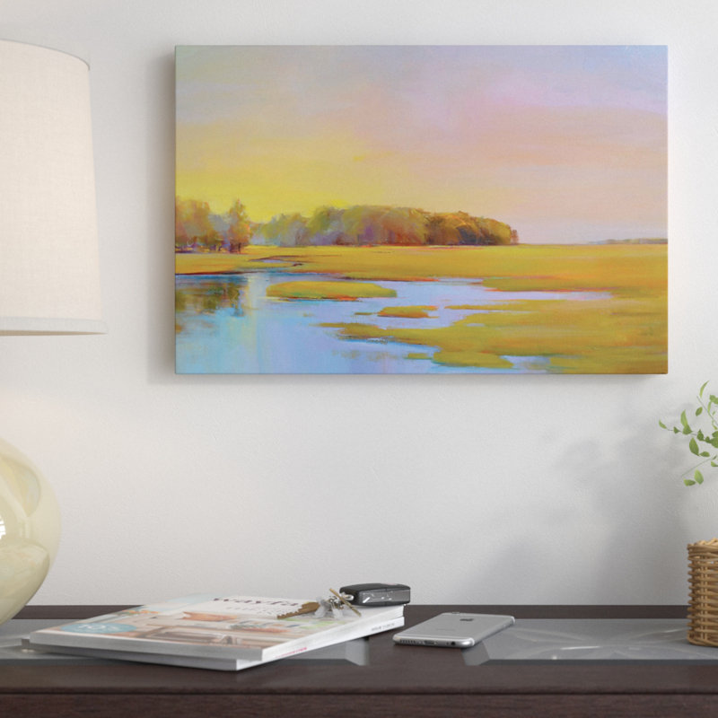 Summer Marsh II, peinture sur toile tendue, H 8 po x l 12 po x P 0,75 po
